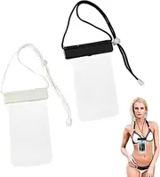 RAMGLYO Waterproof Phone Case with Strap for Smartphone (Water-Resistant, Underwater, Diving, Swimming, Beach, Pool) (Black + White)