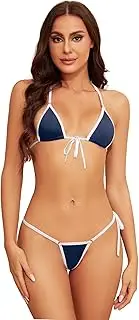 [Dadress] Women's Micro Bikini Sets Extreme Sexy Halter Swimsuit Tie Side G-String Cheeky Swimwear Mini Bikinis