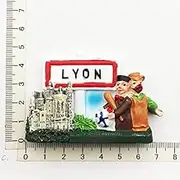 (Lyon France) Fridge Magnet,Creative Travel Commemorate Crafts 3D Ornaments Magnetism Resin Material Refrigerator Stickers