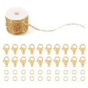 5M/set Golden Brass Paperclip Chains DIY Bracelet Necklace Jewelry Making Kits