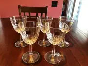 SET OF 5 VINTAGE LUMINARC D'ARQUES FINE CRYSTAL WINE GLASSES - FRANCE - NEW