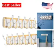 Artistic Pine Wood Coat Rack - Elegant Wall Mount with 35 lbs Capacity