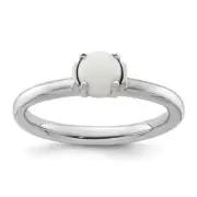 Solid Sterling Silver Stackable Expressions Polished White Agate Ring