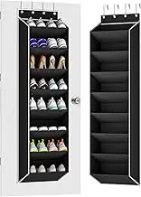 KYEVIS Over The Door Shoe Organiser Storage Fit 16-24 Pairs Hanging Shoe Rack Organiser for Closet Door, Deep Pocket Shoe Holder for Sneakers,Boots Storage(1 Pack Black)
