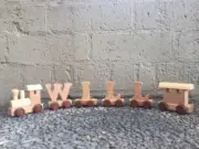 Personalised Wooden Name Train ~ Engine + 4 Letters + End Carriage