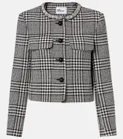 [Self-Portrait] Self-Portrait Embellished houndstooth cropped jacket AU 16 black