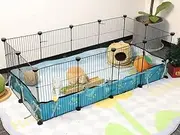 Guinea Pig Cages 8Sq Ft C&C Cage Habitats for 2 Small Animal House Pet Playpen Metal Grids Indoor Rabbit Fence Hedgehog Cage with PVC Liner,48x24 16 inch,12 Panels,by CHEGRON,Blue Cage,(TSL01)