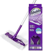 [Fabuloso] Dry and Wet Sweeper with Bonus 12 Dry Cleaning Pads| Clean Your Floors with Ease | 2-in-1 Sweeping and Light Mopping, Lightweight, Swivel Low-Profile Dust Mop,Purple
