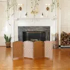 2 ft. Short Diamond Weave Fiber Folding Screen - Black - 4 Panel