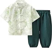 [Generic] Personalized Baby Clothes Boy Baby Summer Short Sleeve Capri Pants New Chinese Disc Buckle Tang Suit Boys Winter Outfit