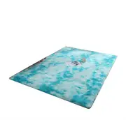 Soft Tie-Dye Carpet Floor Mat Fluffy Antiskid Area Rug Home Living Room Decor-Light Blue