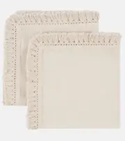 [Once Milano] Once Milano Set of two fringed napkins One Size white