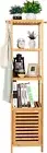 Bamboo Bathroom Storage Cabinet Unit: Freestanding Narrow Tall Shelf Slim Corner