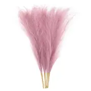 4pcs Faux Pampas Grass 17 Inch 6 Stem Artificial Grass for Decor, Red Brown
