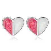 3PCS Copper Woman Fashion Heart-shaped White Stud Earrings Retro Jewelry