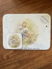 1990 NOS Beatrix Potter Mrs. Tiggy-Winkle Placemat Coaster Set Frederick Warne