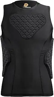 [DGXINJUN] Youth Padded Shirt, Football Chest Rib Protector, Boys Heart Guard, Kids Girls Compression Sleeveless Vest for Rugby Baseball Lacrosse Baseball Softball