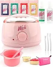 Freshine Pro Wax Pot Kit Waxing Kit Warmer Hard Wax Beads Heater Beans Paperless Hair Removal Depilatory Pink (400g Liner Kit)