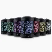 Aroma Diffuser Aromatherapy LED Night Light Iron Air Humidifier Black Forrest Pattern 160ml