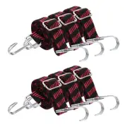 6Pcs 39 Inch Adjustable Bungee Cords Straps with Hooks, Black Red