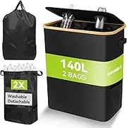 Indoor Recycling Bin for Kitchen 37 Gallon,140L Extra Large Recycle Bin with Lid 2 Removeable and Reusable Inner Bag, for Bottles Cans Glass Plastice Cartons