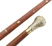 Wooden Walking Stick Cane Vintage Style Brass Handle Stick Canes Victorian Stick