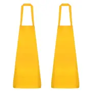 2pcs Plain Bib Aprons Washable Aprons Kitchen Cooking Aprons Gold Tone