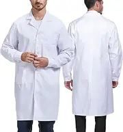 [YEXINGO] Professional White Lab Coats for Men Women Long Sleeve Uniform Doctor Nurse Medical Coat Clinic Doctor Workwear