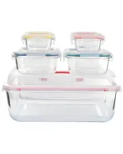 Genicook 5-Container Nesting Borosilicate Glass Mixing Bowl Set