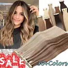 Russian Remy Tape In Human Hair Extensions Thick Weft Full Head Highlight Blonde
