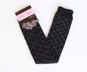 Black Grey diamond argyle knit stretchy leg warmers 21" long under boot socks