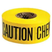 Barricade Tape Caution Chemical Hazard Yellow 3in x 1000ft Polyethylene Roll