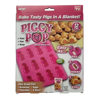 Piggy Pop Pigs in a Blanket & Cakes Silicone Baking Mold Pan As Seen On TV NEW