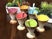 BUYER'S CHOICE Bone China 6 Cups and 6 Spoons Ice Cream Serving Set (125 ml, Multicolour)