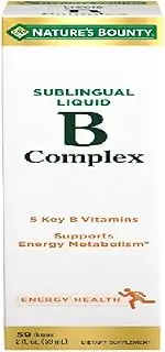 Nature's Bounty Vitamin B-Complex Sublingual Liquid, Aids Metabolism and Antioxidant Support, 2 Fl oz, 59 Doses, 3 Pack
