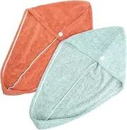 ASAKKURA 2pcs Hair Drying Towels for Women Absorbent Hair Wraps Quick Drying Lightweight and Soft Material and Travel