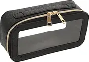 [Minkissy] Makeup Bag Checkered Print Waterproof Pu PVC Toiletry Bag for Boys Travel Daily Use Brush Storage