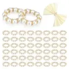 50 Pcs Napkin Rings Imitation Beaded Napkin Rings Elastic Rhinestone4484