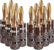 Goaycer Banana Plugs for Speaker Wire - 24K Gold Plated Banana Adapter Connector(6 Pairs/12 pcs)