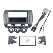 Car Radio Fascia for Fit Jazz City LHD One Din Dvd Stereo Cd Panel Mount Installation Trim Kit Frame Bezel SilverGray Black