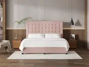 My Style Buttoned Headboard & Slimline Base - King / Rosewater / Drawer Base