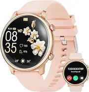 Smart Watch for Women Android Phones iPhone Compatible[Make&Answer Calls/Full Screen NO Black-Circle],1.39'' Round Sports Watch Fitness Tracker Pedometer,DIY Dials