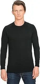 [Brass Monkeys] 100% Pure Merino Wool - Long Sleeve Base Layer - New Zealand Made - Warm Mens Thermal Top - Perfect for Outdoor Sports - Black