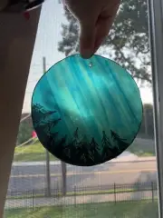 Northern Light/Aurora Borealis Hand Painted Glass