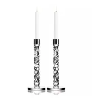 *NEW* Set: ORREFORS- CARAT Clear Crystal Candlestick Large #6590165 NIB