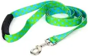 Yellow Dog Design Green and Blue Polka Dot EZ-Grip Dog Leash with Comfort Handle, Small/Medium