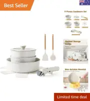 9 Piece Pots and Pans Set, Nonstick Detachable Handle Cookware, Induction Kit...