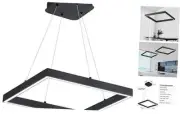Modern Led Pendant Light Square Led Chandelier 1 Ring Acrylic Black-1 Ring