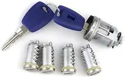 GIFAYUAN Fit for Fiat Door Ignition Trunk Lock Barrel Cylinder Complete Set Barrel with GT15R Blade 2 Key Replacemen 5pcs