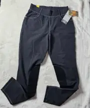 Women's Kerrits Pull On Size Medium Equestrian Black Pants Full seat Knee Patch